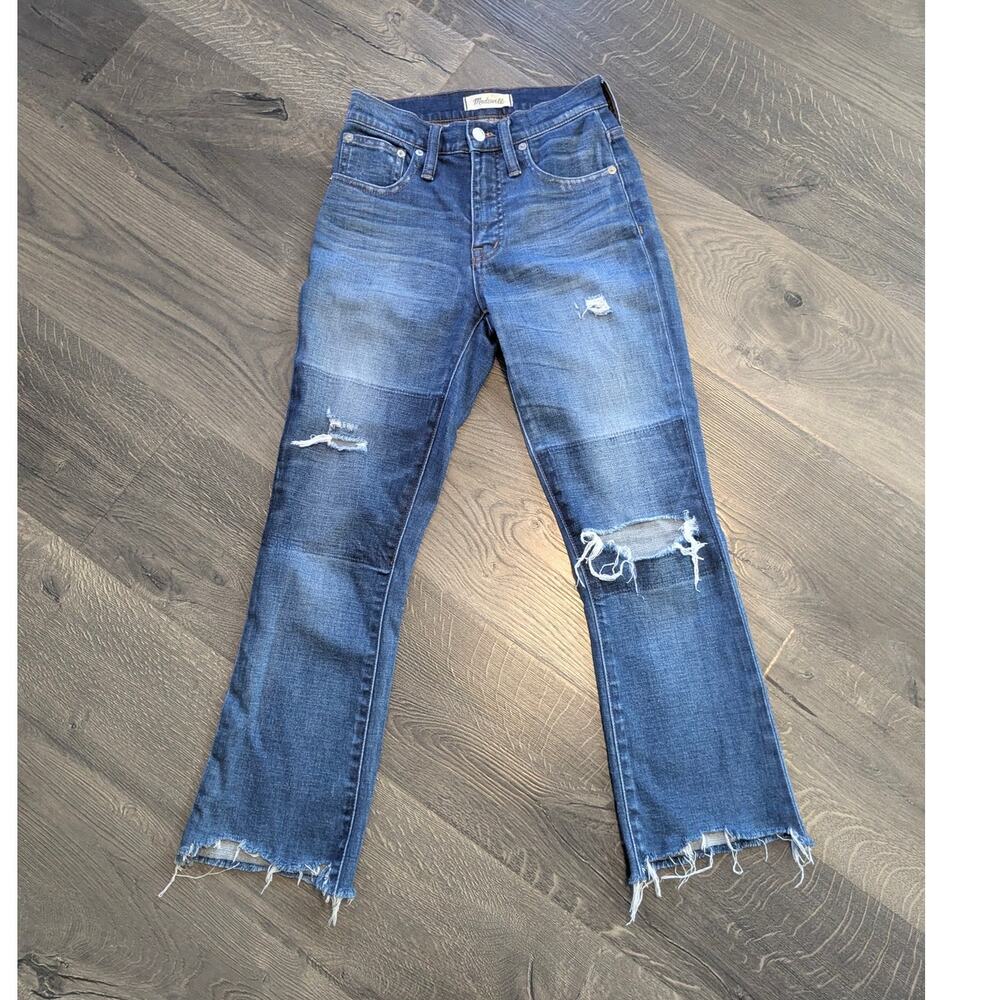 Madewell Cali Demi-Boot Jean Sz 23 Raw Hem, Distressed
